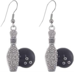 img 4 attached to 🎳 Bowling Ball and Pin Clear Crystal Hook Wire Earrings: A Perfect Game Gift For Every Bowling Lover