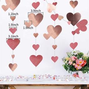 img 2 attached to 💖 5 Pack Rose Gold Heart Garland Streamer Banner for Valentine's Day and Wedding Decor - Double Sided Glitter & Metallic Paper - Ideal for Anniversary, Bachelorette, Engagement & Bridal Party Supplies, 66 Ft