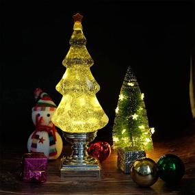 img 3 attached to 🎄 Sparkling DRomance Swirling Glitter Christmas Tree: Music, LED Lights, Snow Globe, Battery Operated & USB Cord - Festive X-mas Table Decoration