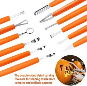 img 1 attached to OWUDE Professional Pumpkin Carving Kit: 11-Piece Stainless Steel Tools & Templates - Perfect for Halloween