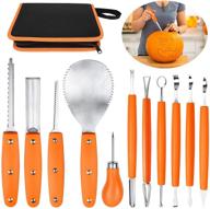 owude professional pumpkin carving kit: 11-piece stainless steel tools & templates - perfect for halloween logo