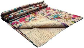 img 1 attached to Bird Print Kantha Quilt Twin Size - FashionShopmart Kantha Blanket and Bed Cover, Twin Kantha Bedspread for Bohemian Bedding - Size 90 Inch x 60 Inch, Bohemian Decor