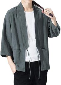img 2 attached to Haseil Cardigan Japanese Jackets Lightweight Men's Clothing for Sleep & Lounge