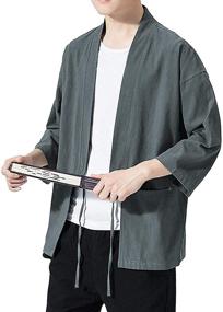 img 1 attached to Haseil Cardigan Japanese Jackets Lightweight Men's Clothing for Sleep & Lounge