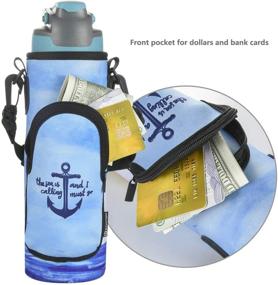 img 1 attached to Case Star Flask Water Bottle Bag Pouch For 20-26 Ounce Water Bottle Flask Carrier Holder With Flask Water Bottle Handle And Adjustable Shoulder Strap (Ocean Boat)