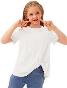 img 3 attached to 👚 Crewneck Girls' Clothing Tops, Tees, and Blouses: BesserBay Cotton Sleeve Shoulder