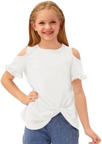 img 1 attached to 👚 Crewneck Girls' Clothing Tops, Tees, and Blouses: BesserBay Cotton Sleeve Shoulder