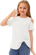 👚 crewneck girls' clothing tops, tees, and blouses: besserbay cotton sleeve shoulder logo