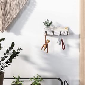 img 3 attached to 📬 OROPY Rustic White Wooden Key Holder and Mail Sorter Organizer - 4 Key Hooks, Ideal for Letter, Magazines, Leashes - Entryway Home Decor - 8.6" L × 2.3" W × 2.6" H