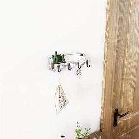 img 2 attached to 📬 OROPY Rustic White Wooden Key Holder and Mail Sorter Organizer - 4 Key Hooks, Ideal for Letter, Magazines, Leashes - Entryway Home Decor - 8.6" L × 2.3" W × 2.6" H