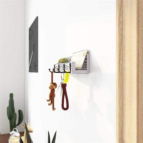 img 1 attached to 📬 OROPY Rustic White Wooden Key Holder and Mail Sorter Organizer - 4 Key Hooks, Ideal for Letter, Magazines, Leashes - Entryway Home Decor - 8.6" L × 2.3" W × 2.6" H