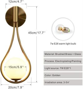 img 3 attached to BOKT Современные настенные светильники Золотой стеклянный шар Настенные бра Прикроватные тумбочки для спальни середины века Настенный светильник с каплями воды Украшение дома (проводной - 2 шт.)