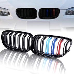 img 4 attached to 🚗 Enhance Your BMW's Look with Glossy Black M-Color Double Line Front Kidney Grille Grill - Compatible with BMW 2009-2011 E90 E91 323i 325i 328i 330i 335i LCI Sedan