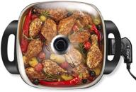 caynel 12'' nonstick electric skillet: titanium coating, glass lid, 1400 watts, adjustable temp., 460 degrees for fry, bake, steam or simmer - easy to clean logo