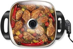 img 4 attached to Caynel 12'' Nonstick Electric Skillet: Titanium Coating, Glass Lid, 1400 Watts, Adjustable Temp., 460 Degrees for Fry, Bake, Steam or Simmer - Easy to Clean