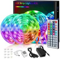 🌈 32.8ft rgb color changing led strip lights with remote control - 20 colors, diy mode - perfect for bedroom, kitchen, home decoration (2x16.4ft) логотип