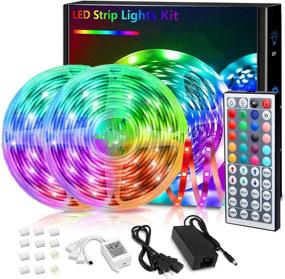 img 4 attached to 🌈 32.8FT RGB Color Changing LED Strip Lights with Remote Control - 20 Colors, DIY Mode - Perfect for Bedroom, Kitchen, Home Decoration (2x16.4FT)