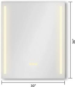 img 3 attached to 🪞 Super Slim Bathroom Mirror Vertical, 30x36 inch with 2 LED Strips, Polished Edge and Frameless Design, Defogger and Dimmer, Touch Switch and Copper-Free Silver Backing