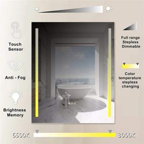 img 1 attached to 🪞 Super Slim Bathroom Mirror Vertical, 30x36 inch with 2 LED Strips, Polished Edge and Frameless Design, Defogger and Dimmer, Touch Switch and Copper-Free Silver Backing