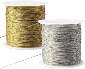 img 4 attached to 🧵 Pengxiaomei 656ft/219yd Metallic Cord, 2 Spool Metallic Thread Gold Jewelry Thread Silver Craft String Tinsel String Craft Making Cord (0.5mm)