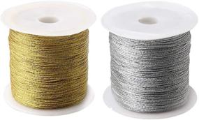 img 1 attached to 🧵 Pengxiaomei 656ft/219yd Metallic Cord, 2 Spool Metallic Thread Gold Jewelry Thread Silver Craft String Tinsel String Craft Making Cord (0.5mm)