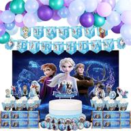 🎉 frozen 2 birthday party supplies set - 132pcs decorations, photography background set includes happy birthday banner, photography backdrop, cake toppers, cupcake toppers and wrappers, chocolate stickers, foil balloons, latex balloons set логотип