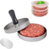 🍔 premium non-stick burger press with 100pcs patty paper: create perfect stuffed burgers, sliders, and beef patties! logo