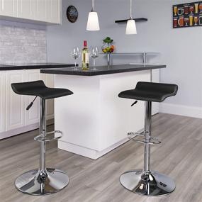 img 4 attached to Versatile & Stylish: Flash Furniture's Adjustable 🪑 Height Barstool with Wave Seat & Chrome Base