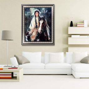 img 3 attached to 🎨 Full Round Drill Rhinestone Embroidery Kit - Native American Inspired Diamond Painting - 16X20 inches - DIY Wall Decoration