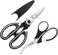 zulley stainless steel multi-purpose utility shear with seafood scissor - heavy duty kitchen poultry, chicken, meat, food, vegetables - set of 2 logo