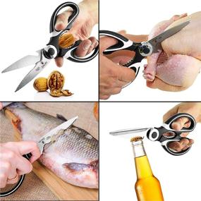 img 2 attached to Zulley Stainless Steel Multi-Purpose Utility Shear with Seafood Scissor - Heavy Duty Kitchen Poultry, Chicken, Meat, Food, Vegetables - Set of 2