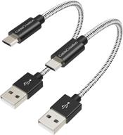 🔌 кабель cablecreation 2-pack быстрого заряда короткий микро-usb-кабель, трехслойный быстрый зарядный кабель, совместим с roku streaming tv stick, ps4, power pack, android phone, 0,5 фута - черный логотип