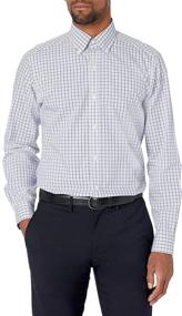 img 4 attached to Non Iron Windowpane Men's Clothing with Tailored Button Collar - BUTTONED
