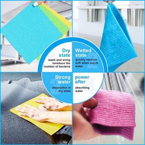 img 1 attached to 🧽 Swedish Dish Cloths - Pack of 12, Reusable Cellulose Sponge Cloth for Eco-Friendly Kitchen Cleaning, Absorbent & Fast-Drying, Assorted Colors