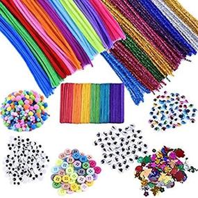 img 3 attached to 🎨 Complete Kids Art & Craft Supplies Kit for School Projects and DIY Fun – EpiqueOne 1090pc. Assortment Set with Chenille Pipe Cleaners, Pom Poms, Googly Eyes, Craft Sticks, Buttons & Sequins