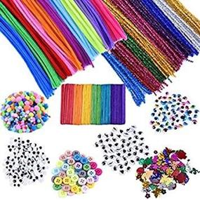 img 1 attached to 🎨 Complete Kids Art & Craft Supplies Kit for School Projects and DIY Fun – EpiqueOne 1090pc. Assortment Set with Chenille Pipe Cleaners, Pom Poms, Googly Eyes, Craft Sticks, Buttons & Sequins