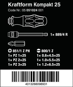 img 3 attached to Wera 051024 Kraftform Kompakt 25 Pouch Set: Компактный и универсальный набор инструментов для максимального удобства