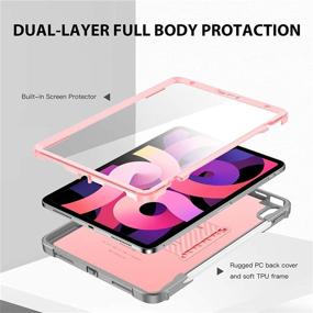 img 1 attached to 🔒 ZtotopCase for iPad Air 4th Generation 10.9 Inch, Shockproof Dual Layer Full Protective Cover with Built-in Screen Protector, Pencil Holder and Apple Pencil 2 Charging Support - Pink