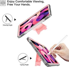 img 2 attached to 🔒 ZtotopCase for iPad Air 4th Generation 10.9 Inch, Shockproof Dual Layer Full Protective Cover with Built-in Screen Protector, Pencil Holder and Apple Pencil 2 Charging Support - Pink