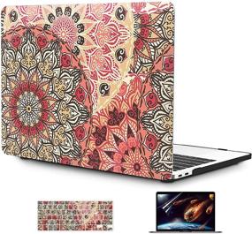 img 4 attached to OneGET Laptop Case for MacBook Pro 13 inch Case 2016-2019 Release A2159 A1989 A1706 A1708, Flower Pattern Hard Shell Case + Keyboard Cover & Screen Protector(F19)