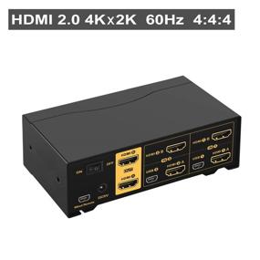 img 3 attached to High-Performance Dual Monitor KVM Switch HDMI 4K@60Hz YUV 🖥️ 4:4:4 with Audio Outputs and USB 2.0 HUB - CKL-922HUA-2