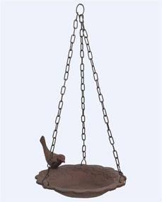 img 1 attached to 🐦 Hanging Cast Iron Birdbath Feeder: Enhance Your Patio Garden or Yard