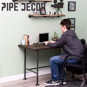 img 3 attached to PIPE DECOR Industrial Pipe Desk Leg Set: Modern-Style, Dark Grey Black Rough Pipes for Rustic Vintage Furniture - H-Desk Style Kit for Home Office