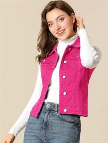 img 3 attached to Stylish & Versatile Denim Vest for Women with Buttoned Washed Aesthetic & Convenient Chest Flap Pockets - Allegra K