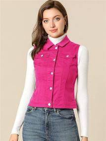 img 2 attached to Stylish & Versatile Denim Vest for Women with Buttoned Washed Aesthetic & Convenient Chest Flap Pockets - Allegra K