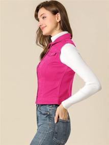 img 1 attached to Stylish & Versatile Denim Vest for Women with Buttoned Washed Aesthetic & Convenient Chest Flap Pockets - Allegra K