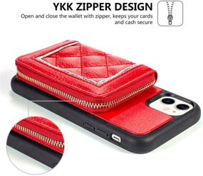 img 2 attached to 🔶 ZVE Wallet Case for iPhone 11 6.1 inch, Zipper Leather Case with Credit Card Holder & Wrist Strap, Handbag Purse Protective Cover for Apple iPhone 11, 6.1 inch - Red Silver