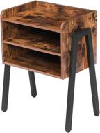 🔲 hoobro stackable end table - 23.6 inch high nightstand for small spaces, 2 open front storage compartments, wood look accent table with metal frame - rustic brown bf02bz01 logo