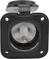 🔌 rvguard nema 5-15, black 15 amp waterproof shore power inlet receptacle with cover - etl approved logo