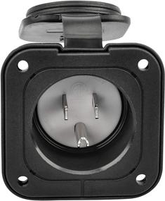 img 4 attached to 🔌 RVGUARD NEMA 5-15, Black 15 Amp Waterproof Shore Power Inlet Receptacle with Cover - ETL Approved